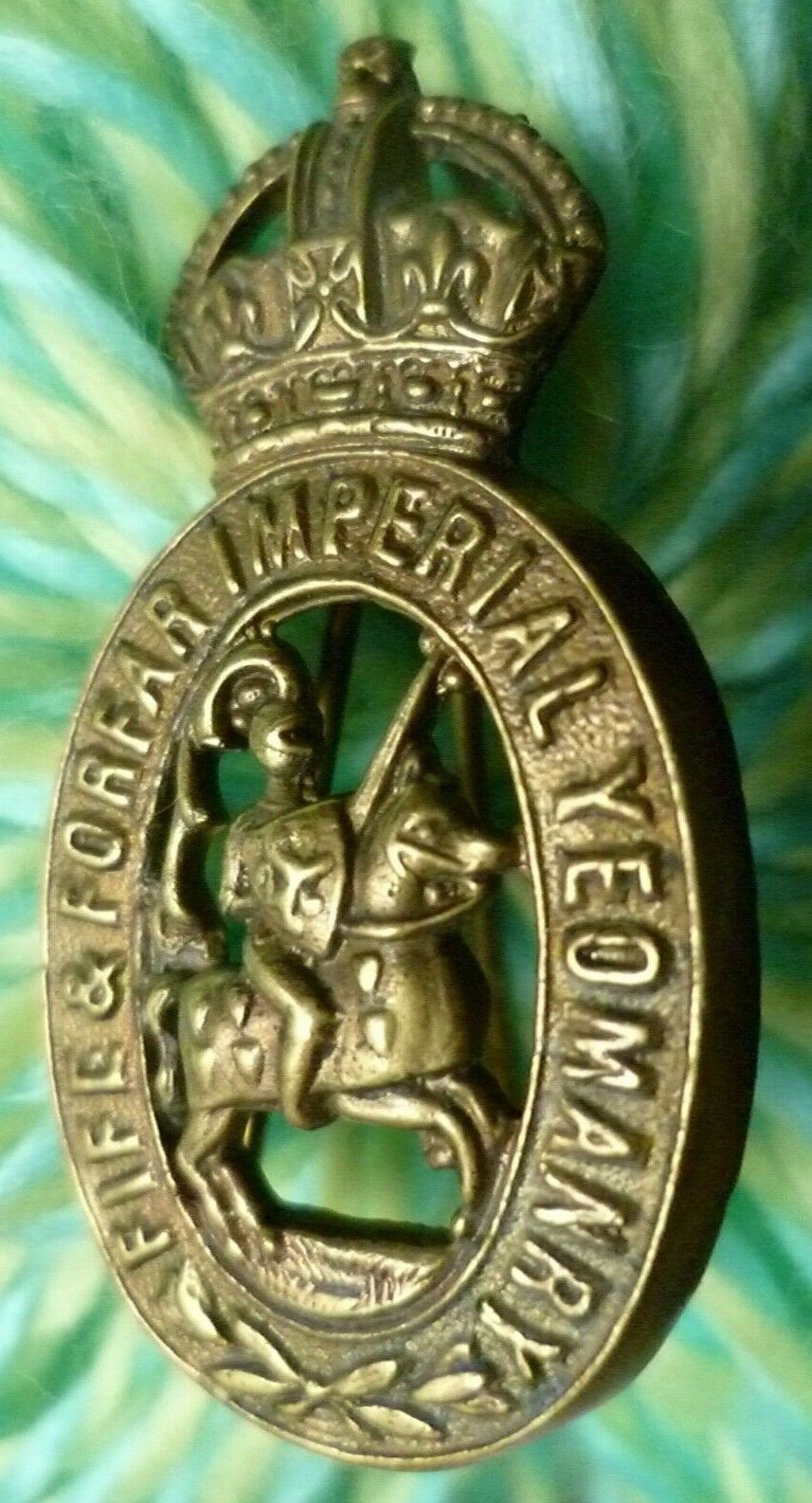 WW1 Fife & Forfar Imperial Yeomanry Cap Badge All BRASS Super ANTIQUE Original.