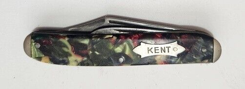 Antique Kent, NY, Double Blade Pocket Knife Marbleized Celluloid Handle