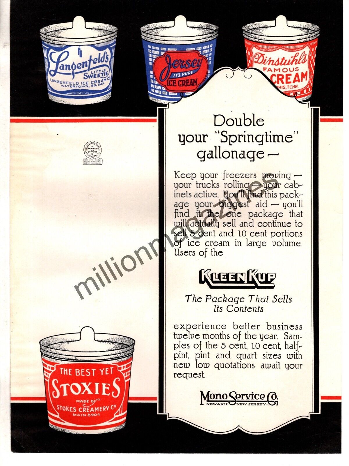 1929 Ice Cream - Dickson's, Peters, Palms Original color 2 page ad  - Very Rare