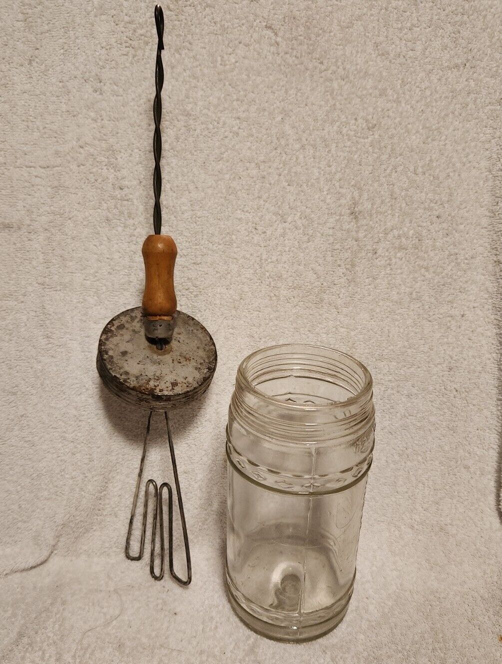 Vintage One Quart Glass Hand Mixer Patented March 30, 1915, Measurement Markings