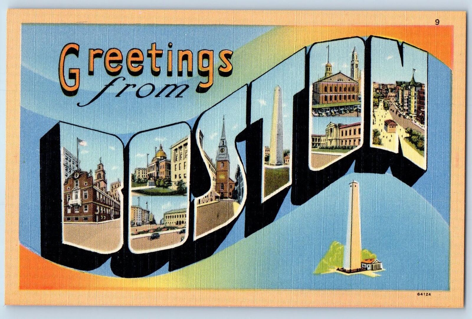 c1940\'s Greetings From Boston Lighthouse Massachusetts Correspondence Postcard