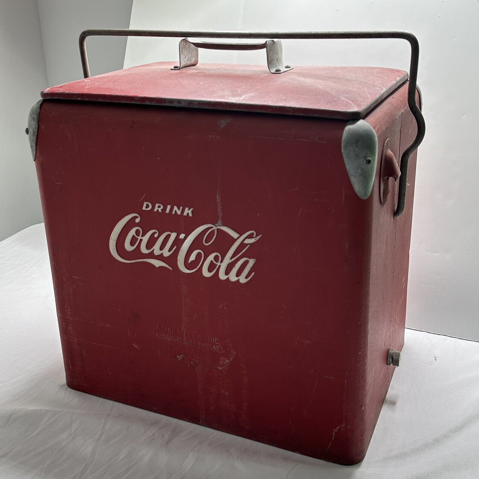 Vintage 1950s  Coca Cola Cooler With Drain  Red  17x19x12