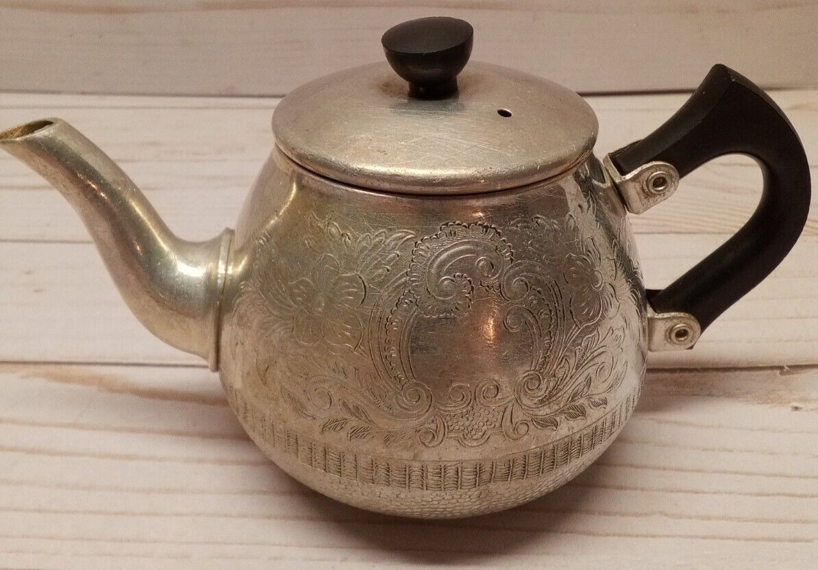 Small Vintage 2 Cup Swan Brand England The Carlton Aluminum Tea Pot