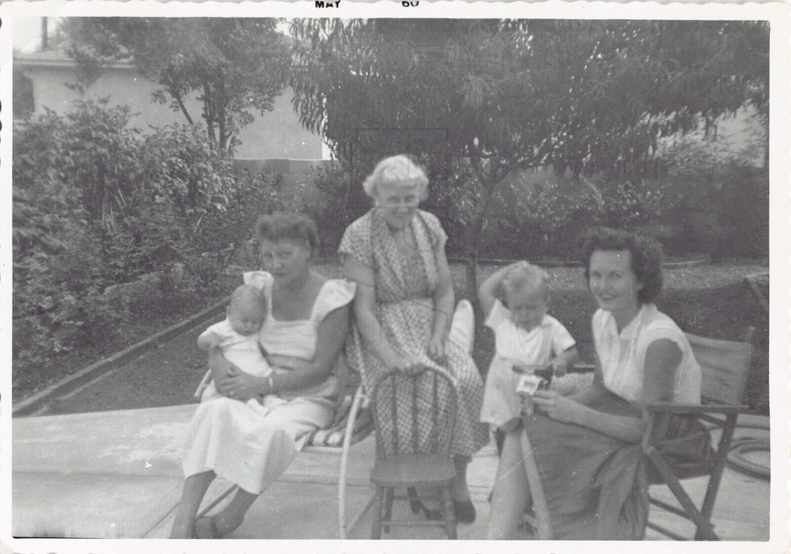Old Photo Snapshot Family Mom Grandma Women Boy Baby Vintage Portrait 3A9