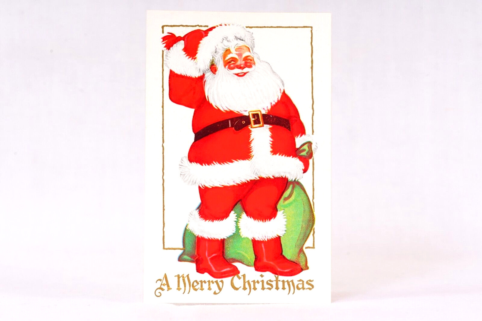 Jolly Old Saint Nick Whimsical Santa Claus Antique Unused Christmas Postcard