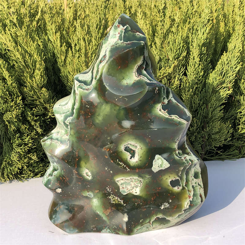 5.65kg Natural Ocean Jasper Carved Flame Shape Quartz Crystal Energy  Heal