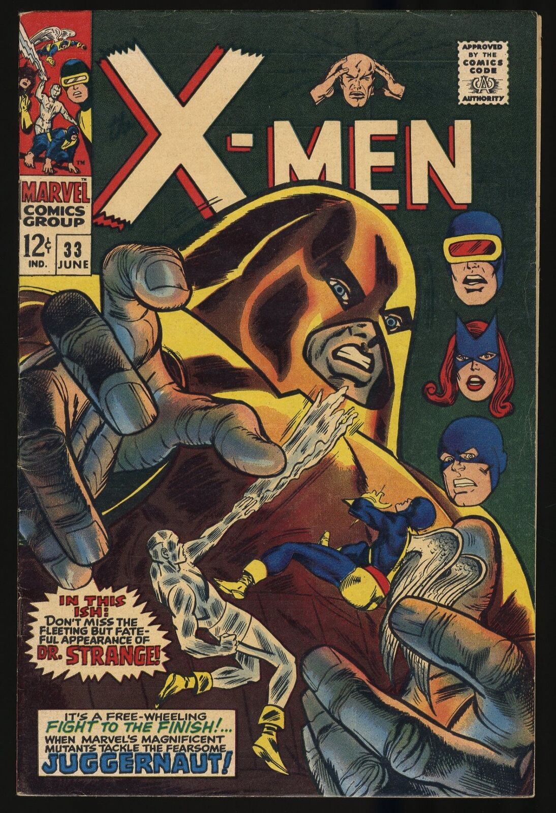 X-Men #33 FN/VF 7.0 Juggernaut Appearance Dr. Strange Cameo Marvel 1967