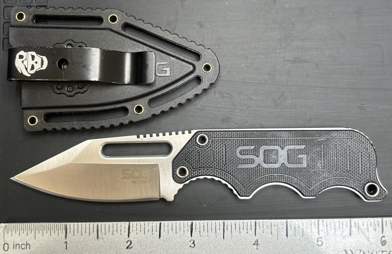 SOG SPECIALTY KNIVES FIXED BLADE INSTINCT MININECK BOOT EDC KNIFE & SHEATH USED