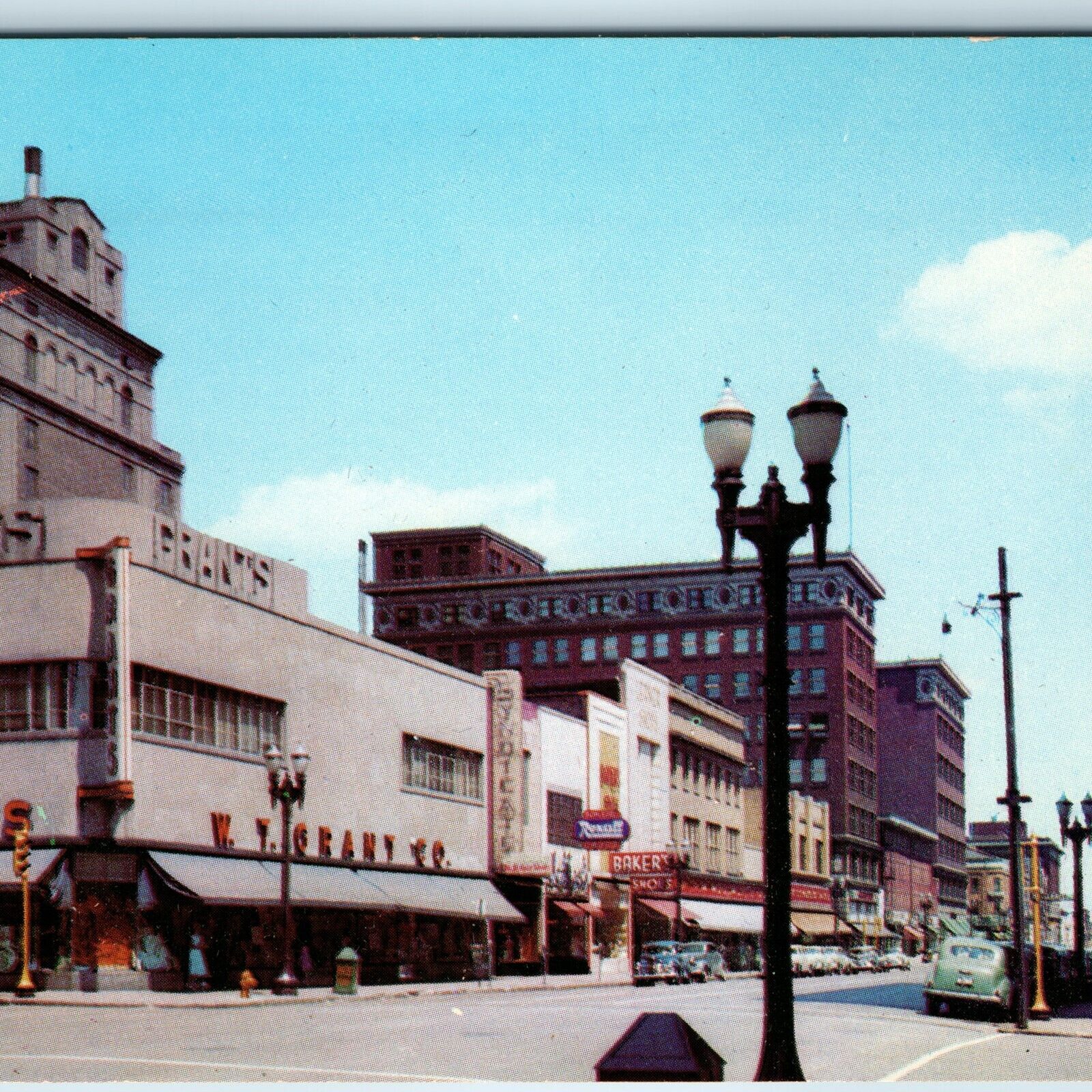 c1950s Davenport IA Downtown Grants Rexall Drug Store Roadside Street Scene A216