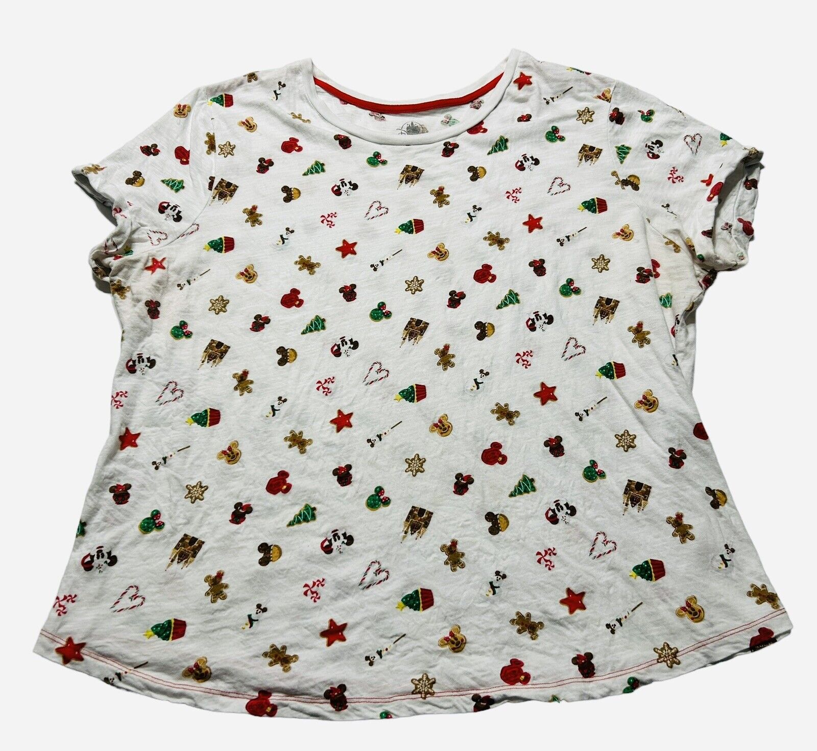 Disney Parks Christmas Snacks Mickey T-shirt White Cookies Women’s Plus Size 2X