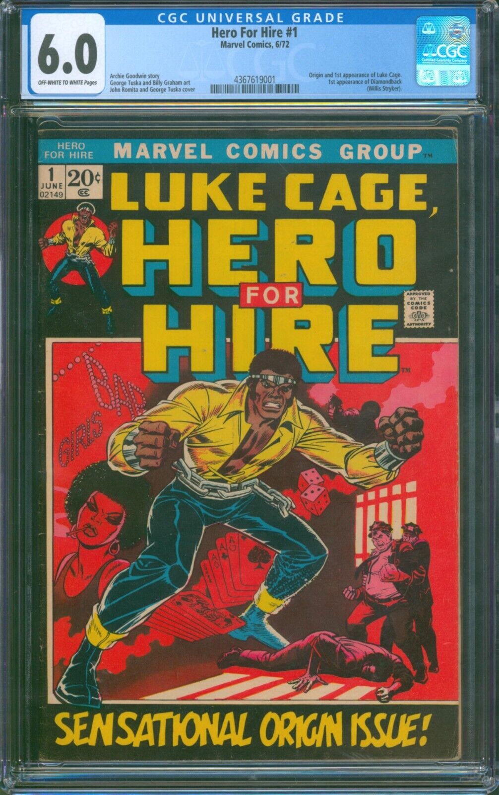 Hero For Hire #1 ⭐ CGC 6.0 ⭐ 1st Appearance of Luke Cage Marvel Comic 1972