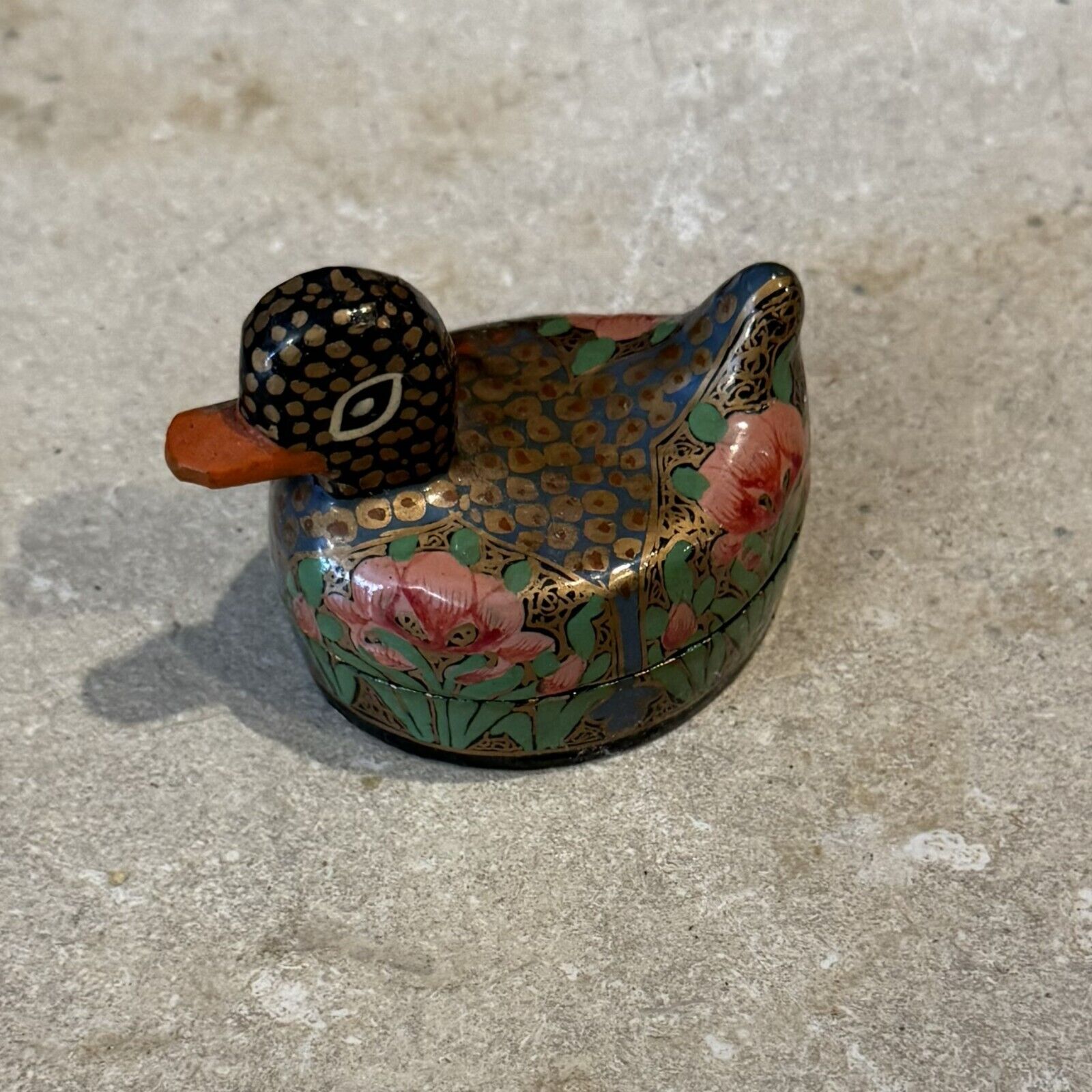 Black Lacquer Wooden Duck Wooden Pill Trinket Box Hand Made