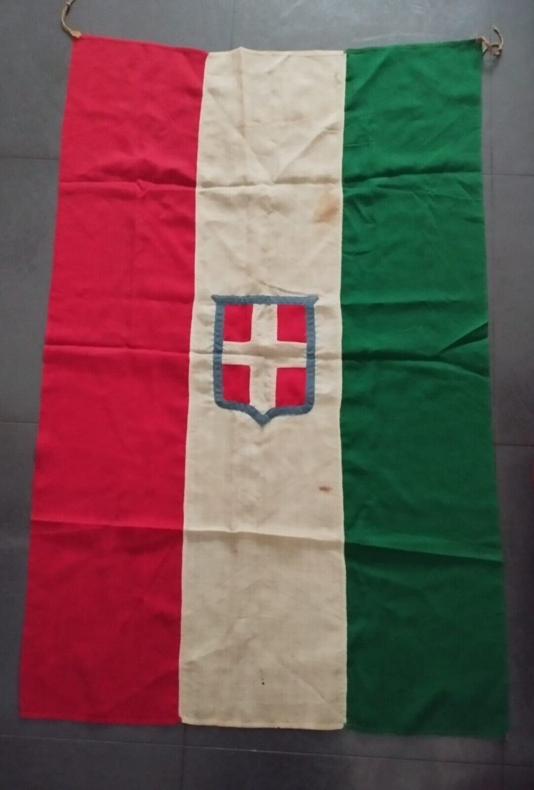 Flag Tricolour Antique Regno D'Italia Original Linen 59 1/8in
