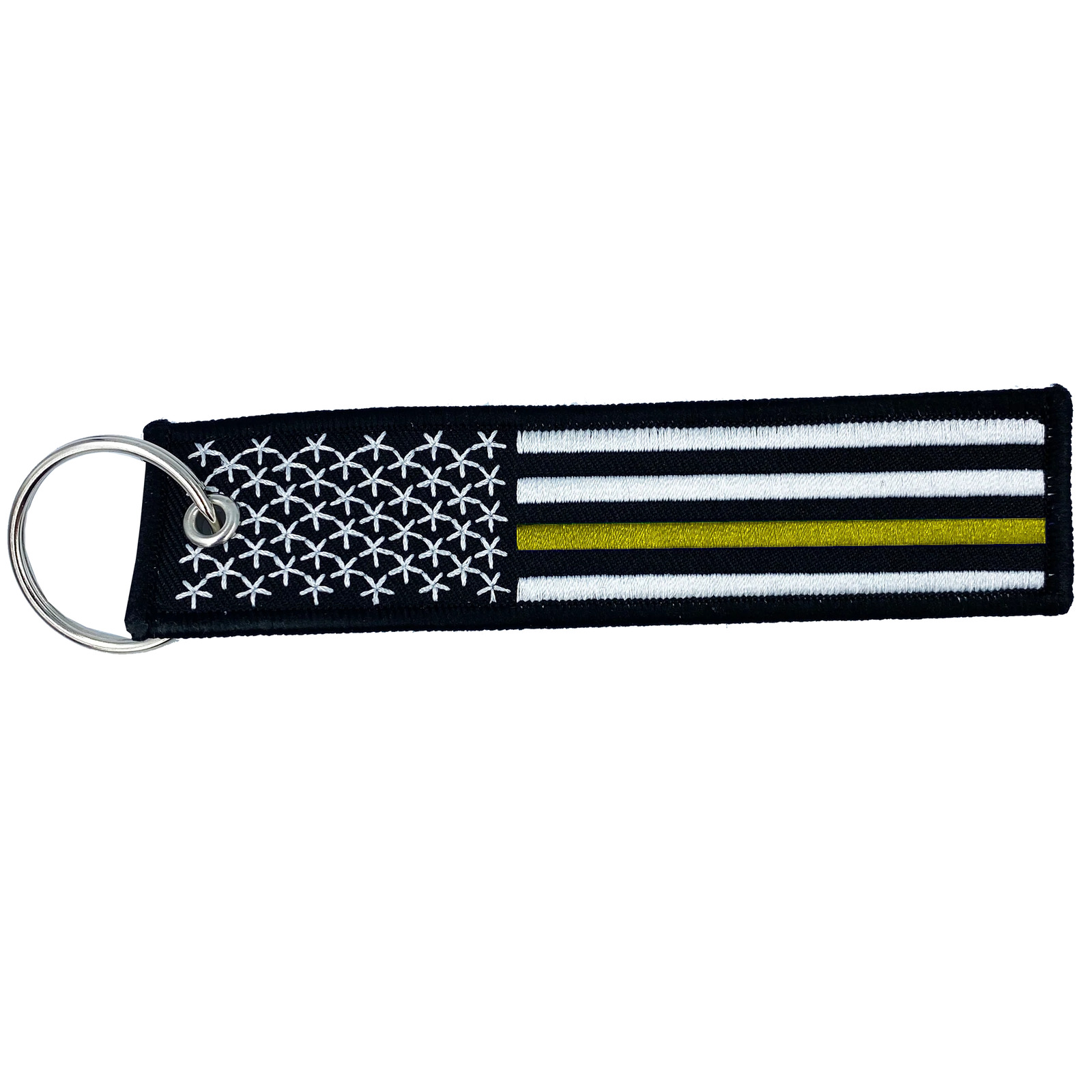 CC-010 Thin Gold Line 911 Emergency Dispatcher Flag Keychain or Luggage Tag or z