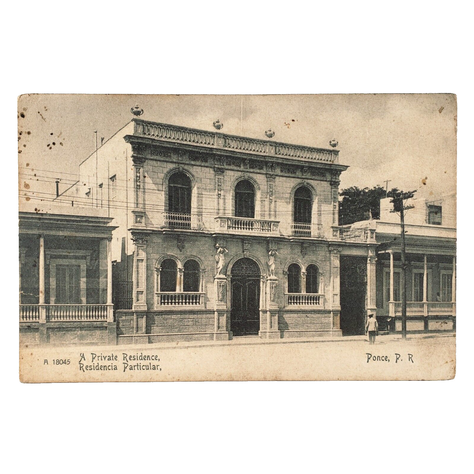 Ponce Puerto Rico Home Postcard c1910 Private Residence Rotograph & Street A4464