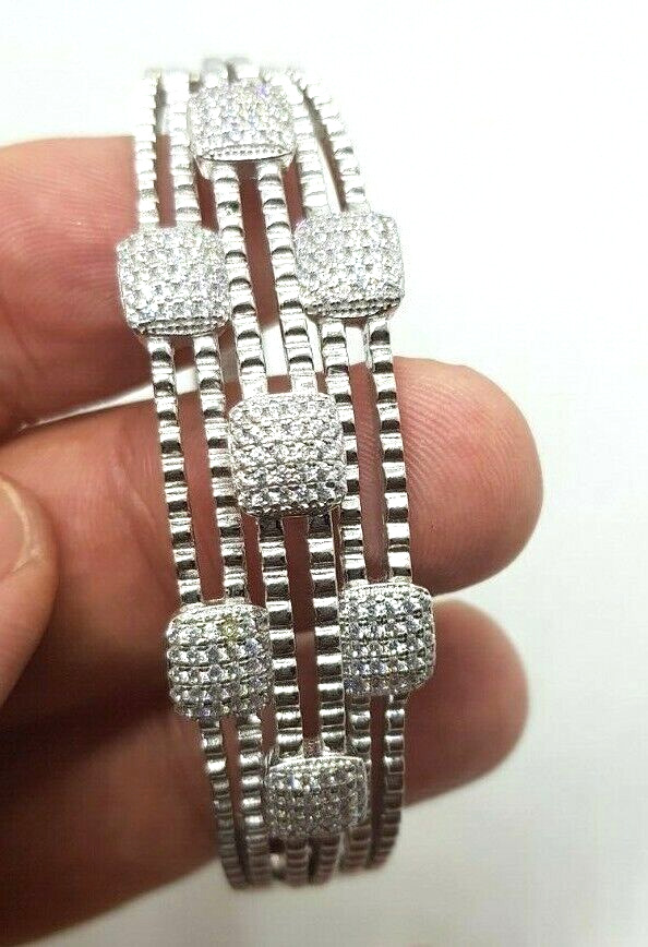 Women's Ladies Genuine 925 Sterling Silver SWAROVSKI  Bracelet Wide Heavy