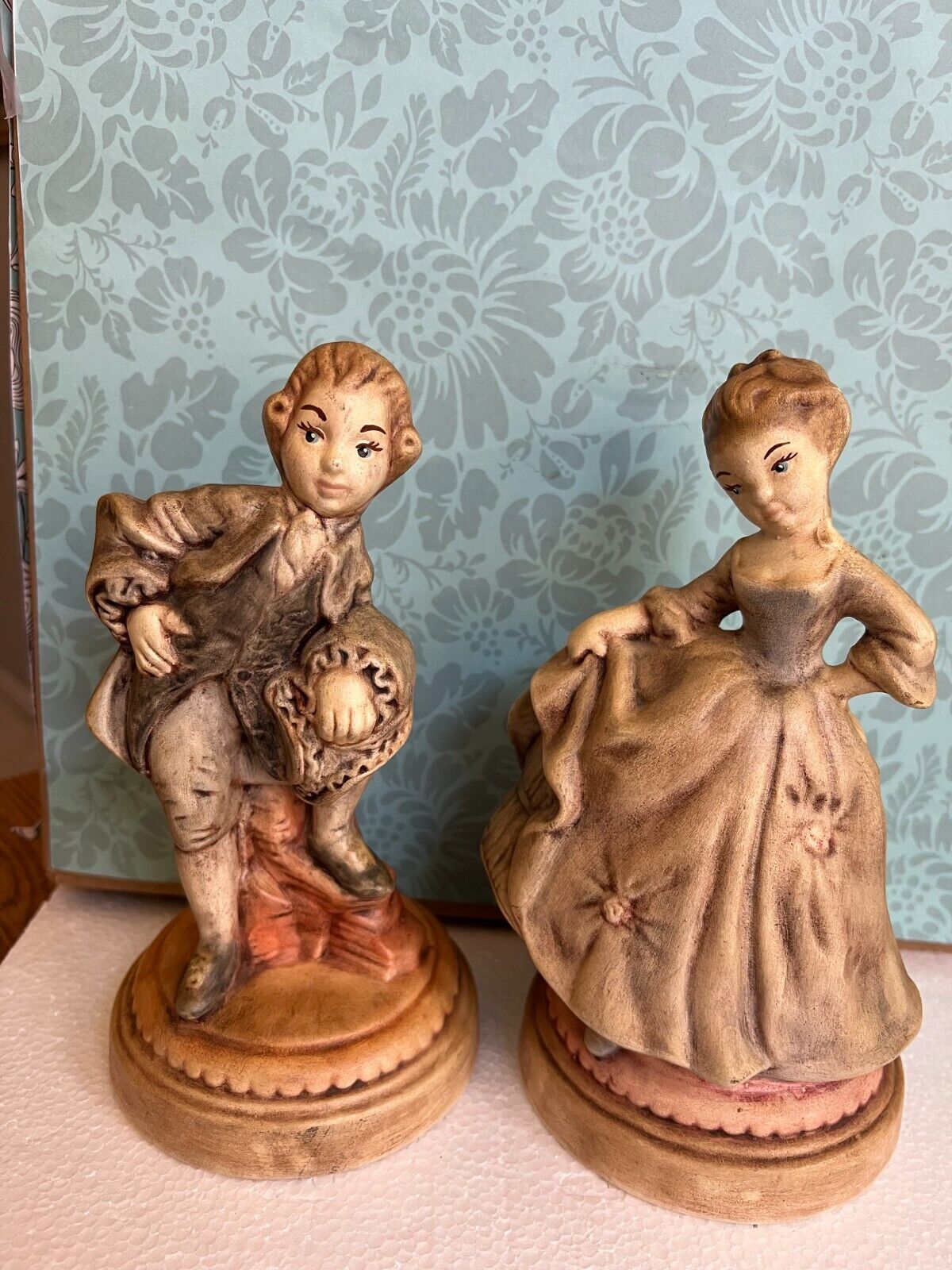 Vintage Holland Mold Signed Victorian Boy and Girl Figurines Set 7.5\
