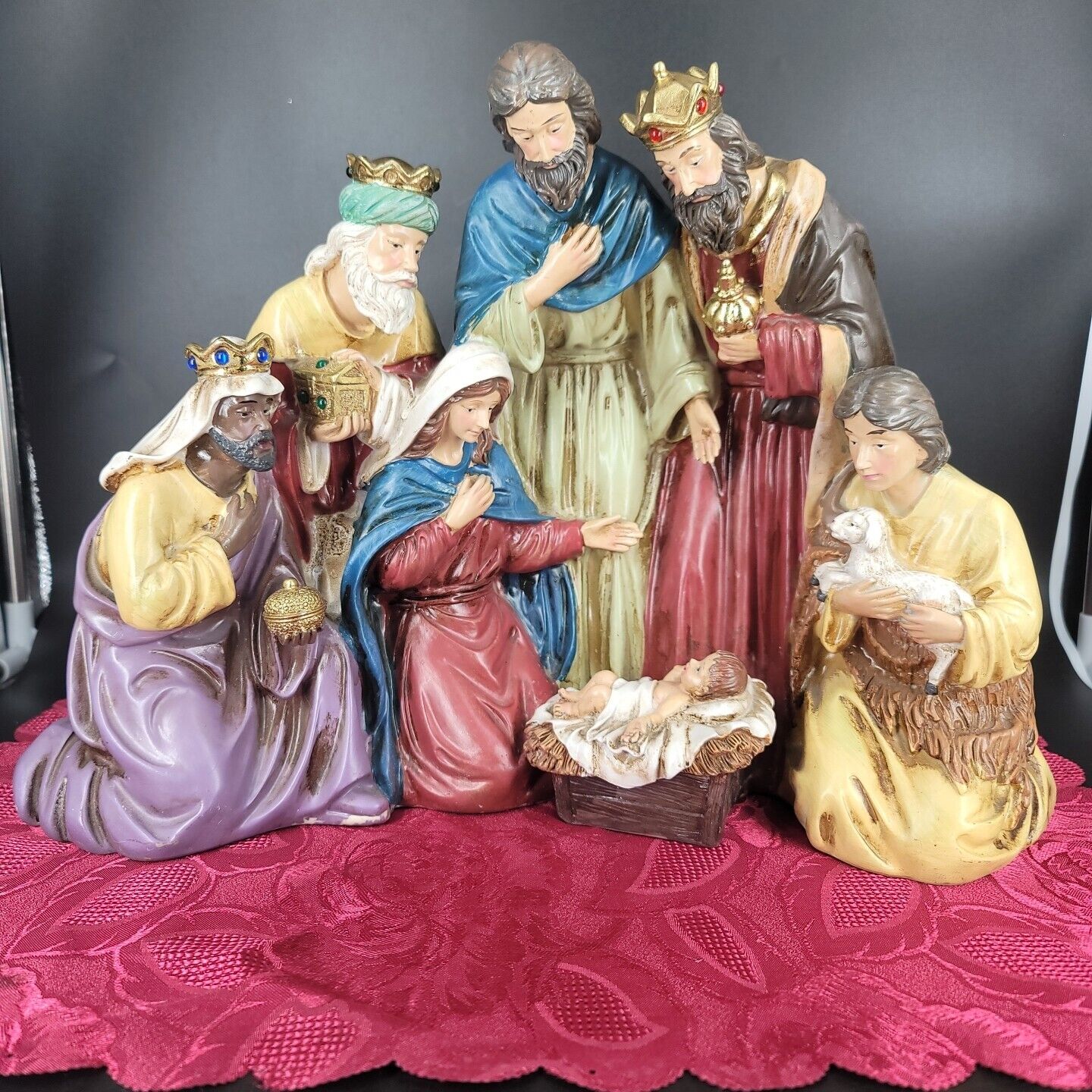 Christmas Decor Nativity Scene Hand Painted Resin by Members Mark 16\