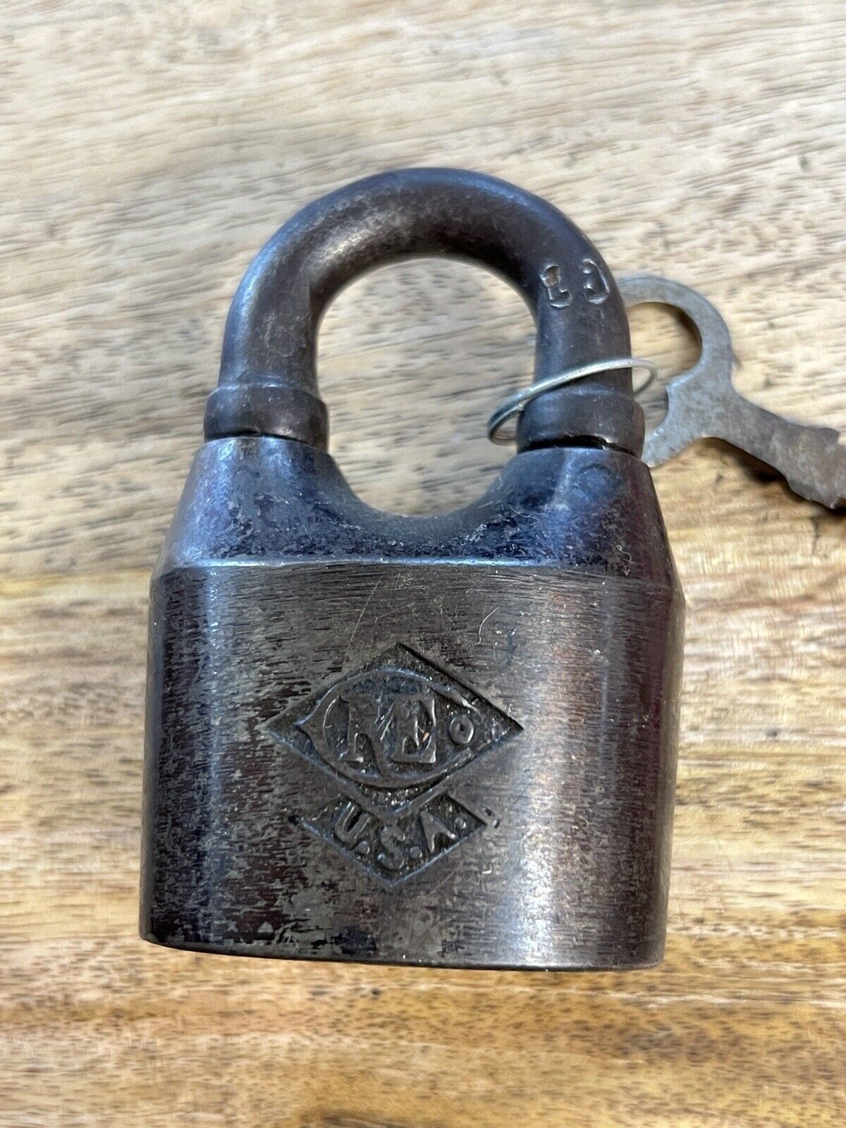 Vintage Antique Old Russell & Erwin Padlock Lock With Key