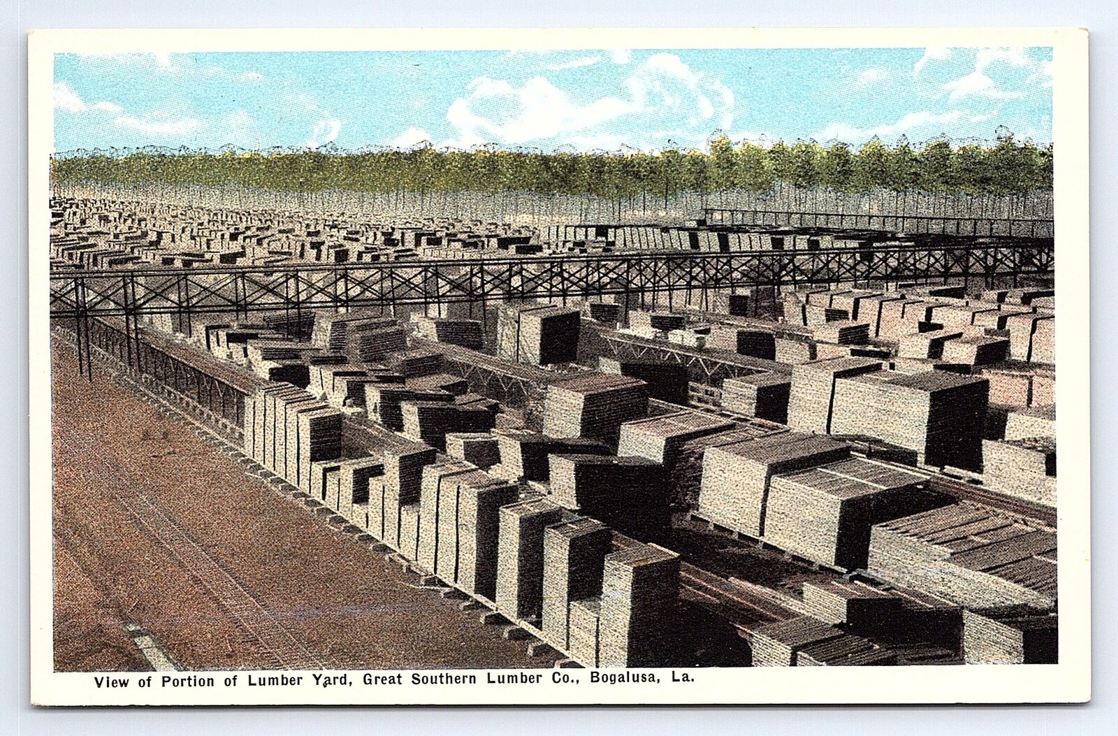 Postcard View Of Lumber Yard Great Southern Lumber Co. Bogalusa Louisiana