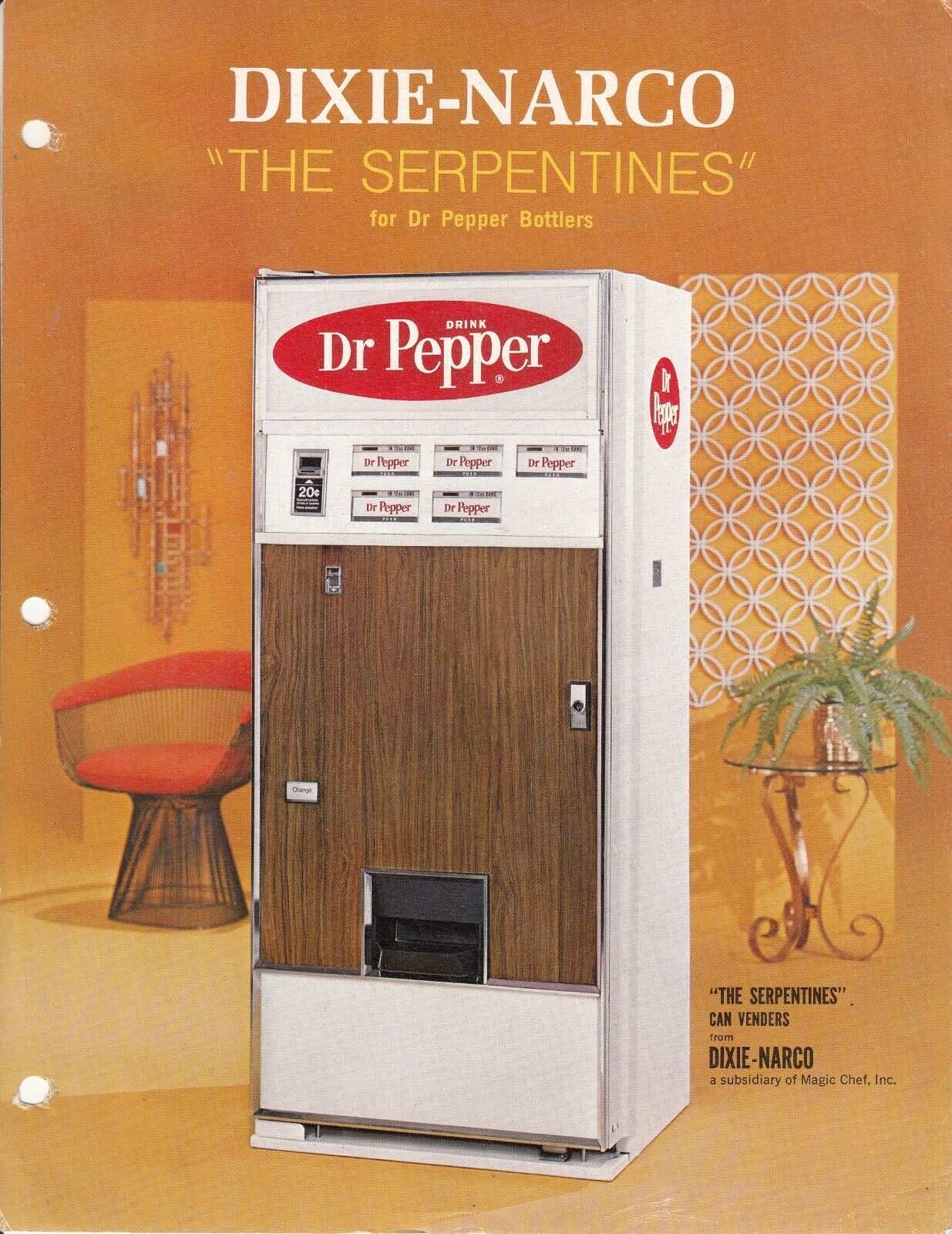 Vintage 1960s Dixie Narco - DR PEPPER Machines Sales Flyers - Serpentine + 