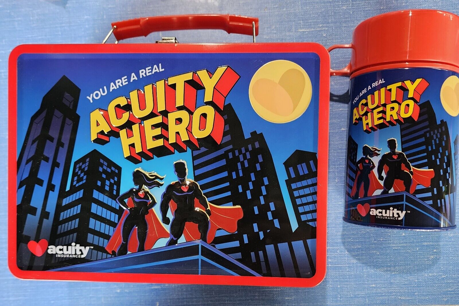 Acuity Insurance You Are A Real Acuity Hero Metal Lunch Box & Thermos