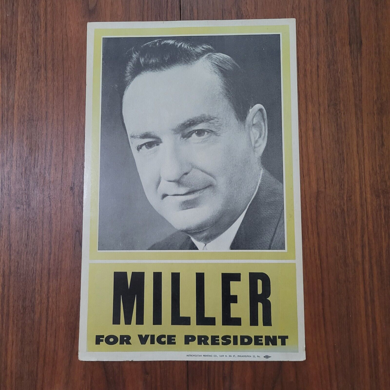 Vintage 1964 Original William Miller For Vice President Republican Poster 14x22\