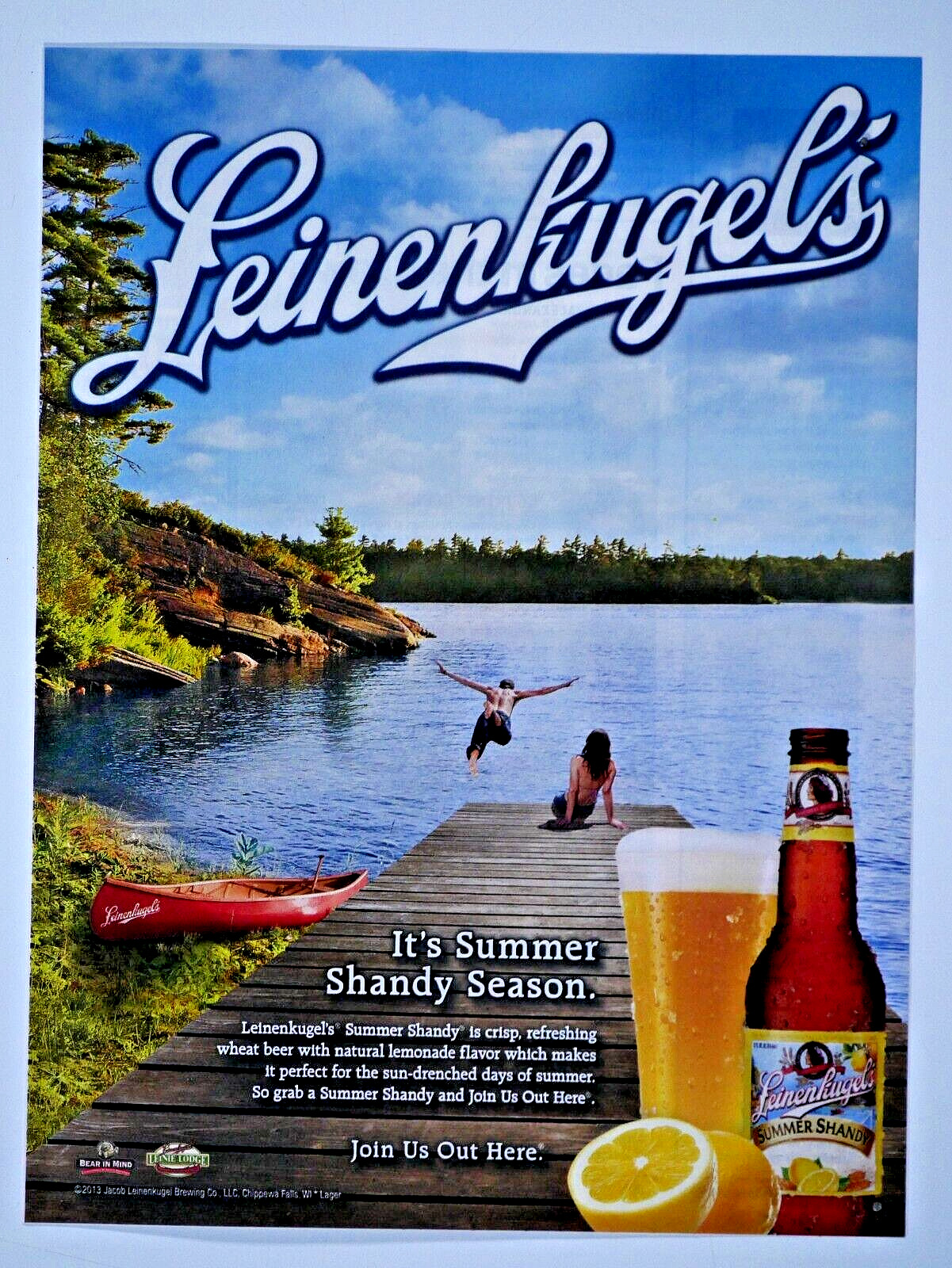 Leinenkugel\'s It\'s Summer Shady Season 2013 Original Print Ad 