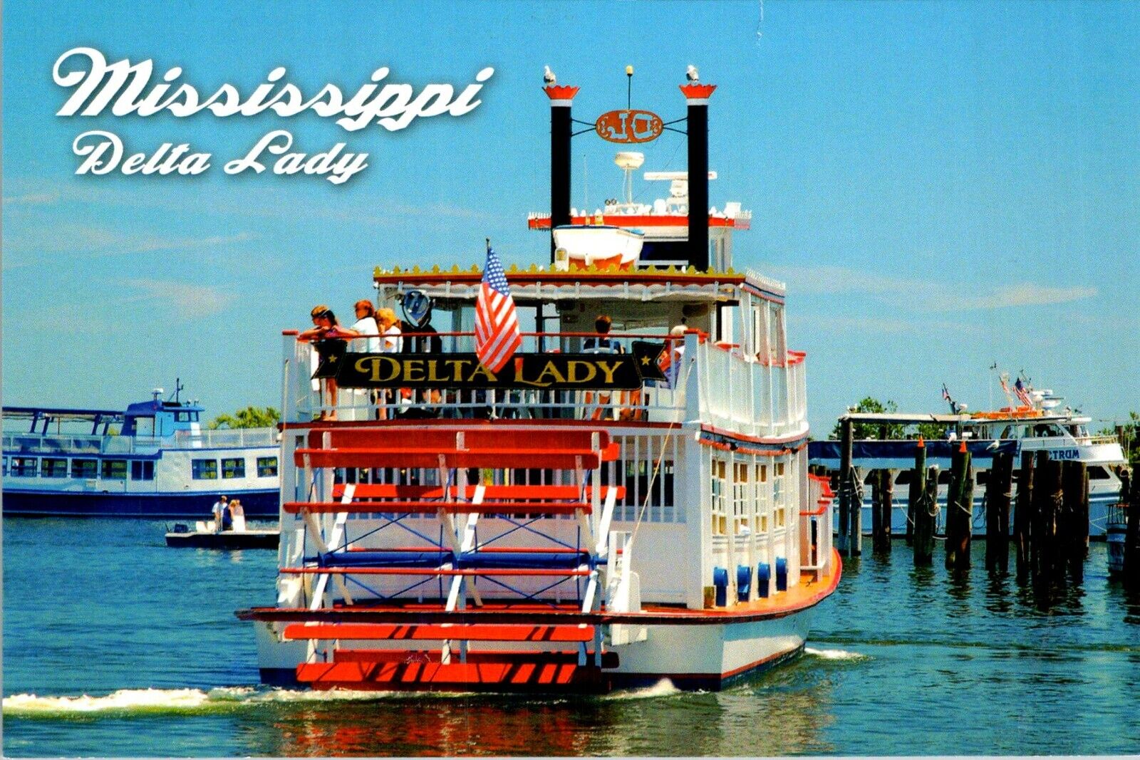 Mississippi River Delta Lady paddle boat photo postcard