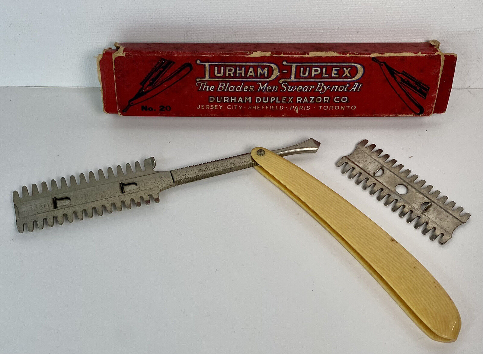Vintage Durham Duplex Razor Shaving Knife Made in USA No. 20 W/ Box