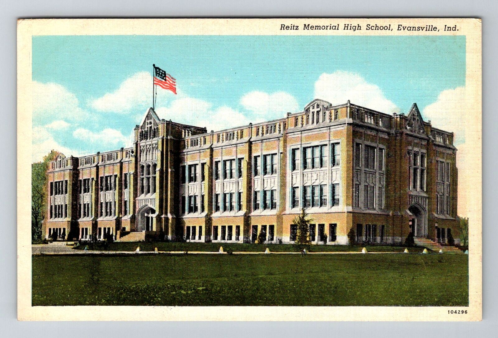 Evansville, IN-Indiana, Reitz Memorial High School Antique, Vintage Postcard
