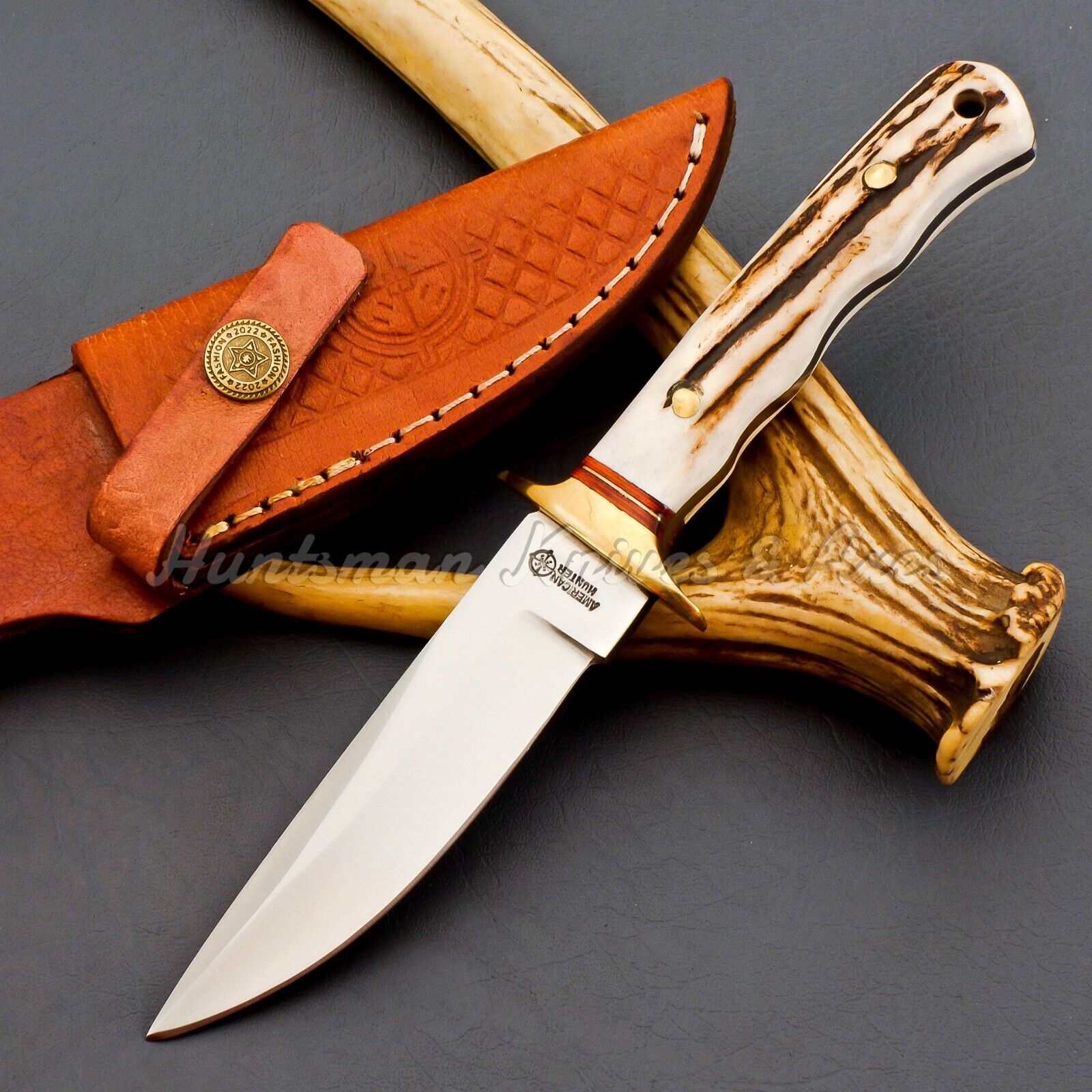 Vintage Custom Made American Hunter 9'' Skinner W/Stag Handle & Surgical Steel