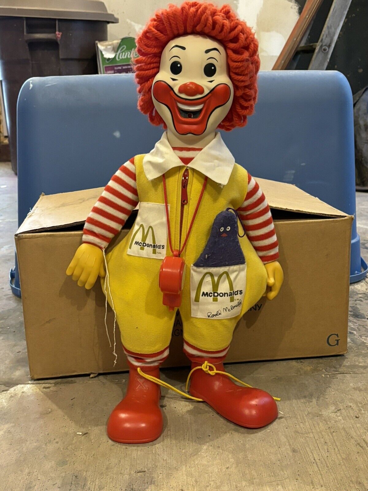 1978 Ronald McDonald Whistle & Grimace Plush Doll Hasbro Yellow Red 21\