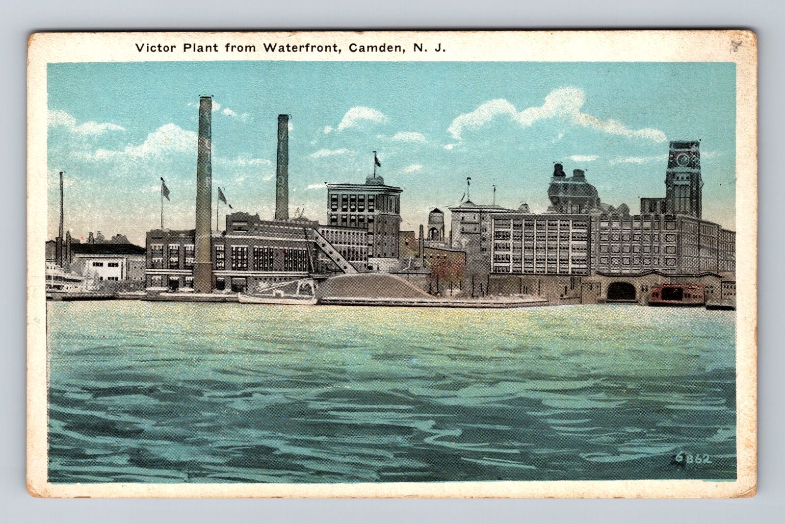 Camden NJ-New Jersey, Victor Plant From Waterfront, Antique, Vintage Postcard