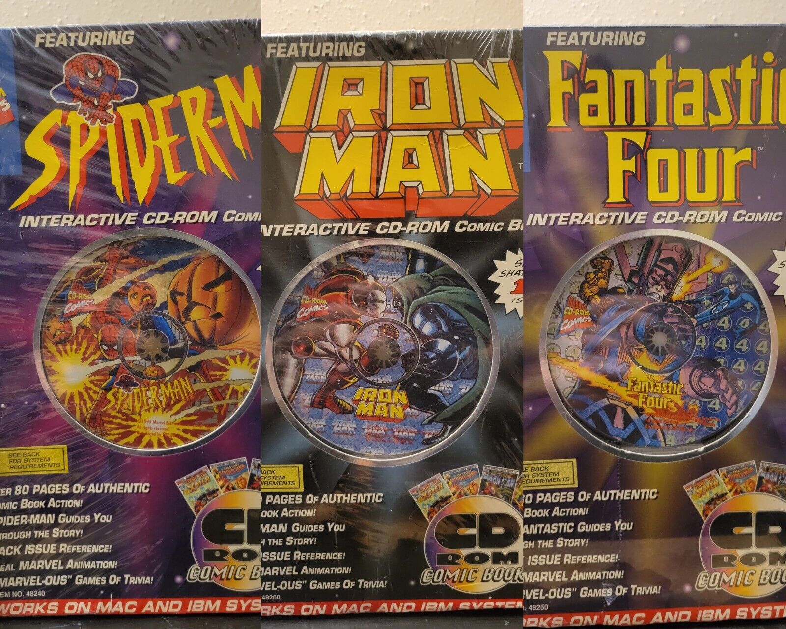 MARVEL TOY BIZ CD-ROM INTERACTIVE COMIC BOOK  1995 Iron Man Spider-man Fantastic
