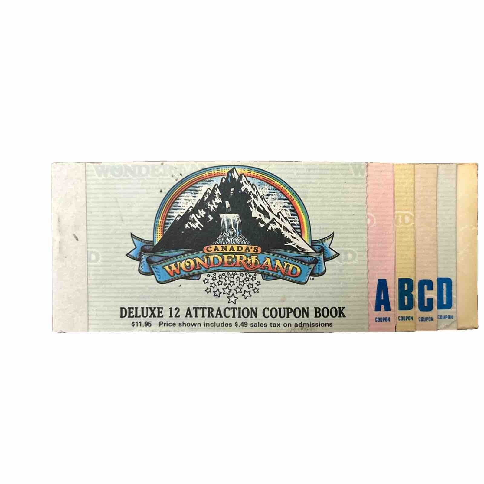 CANADA’s WONDERLAND 12 DELUXE ATTRACTION COUPON BOOK TICKETS A B C D 1980’s
