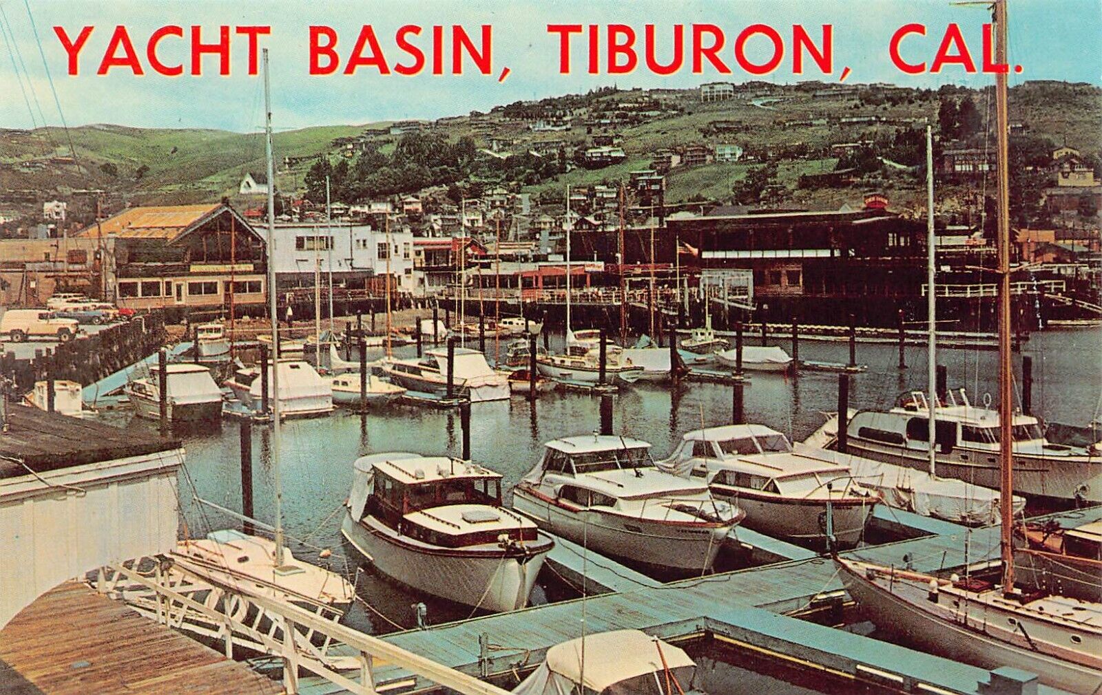 Tiburon CA California Yacht Basin Marina Club Paradise Cay Vtg Postcard C25