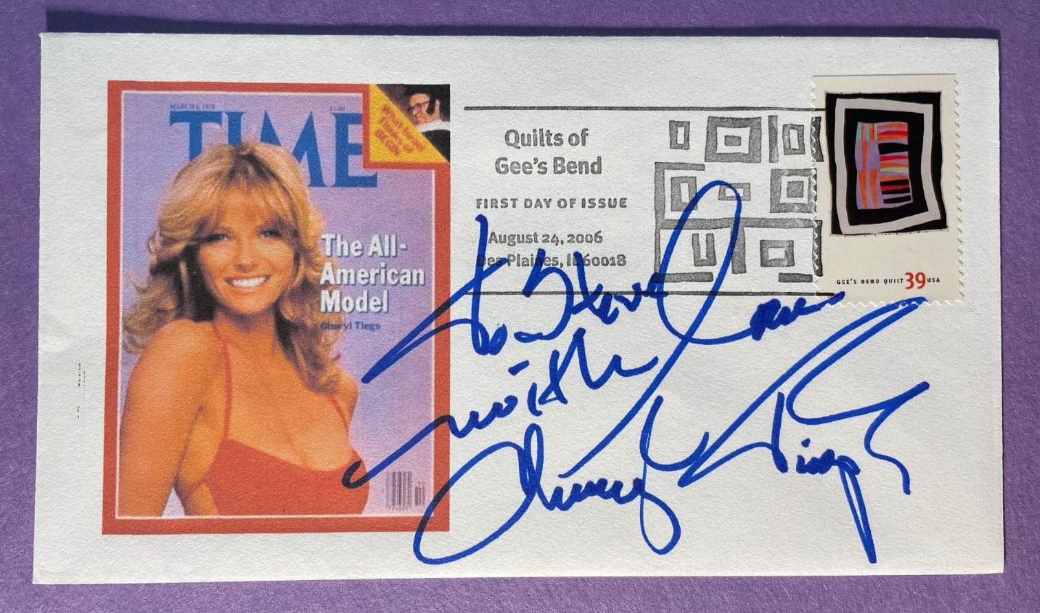 SIGNED CHERYL TIEGS FDC AUTOGRAPHED FIRST DAY COVER