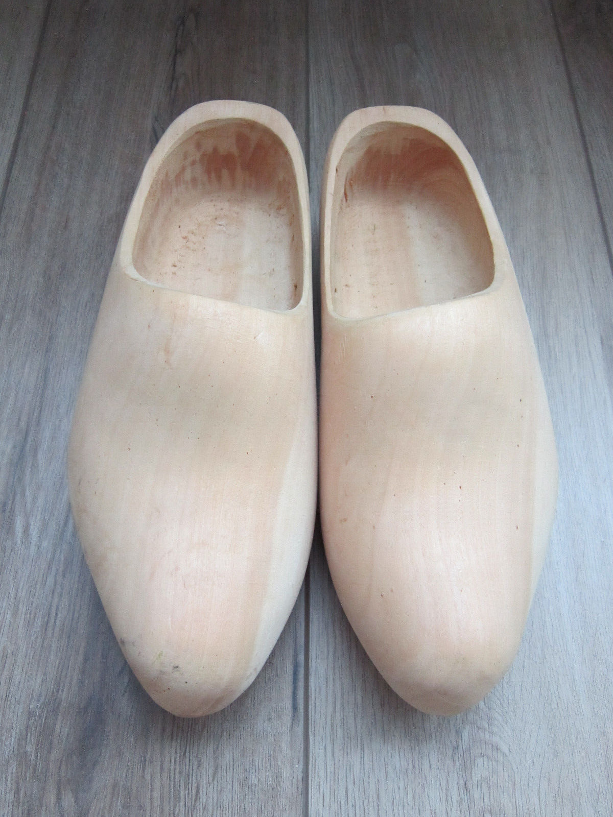 Vintage Dutch Wooden Clogs Handmade Holland Shoes Unpainted Sz 23 cm Netherlands
