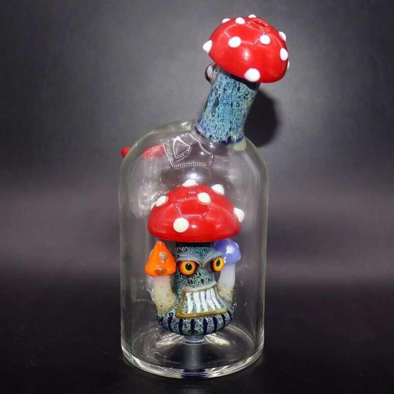 6.5 Inch Angry mushroom Head Portable Glass Water Pipe Bongs Hookah Bong 14MM