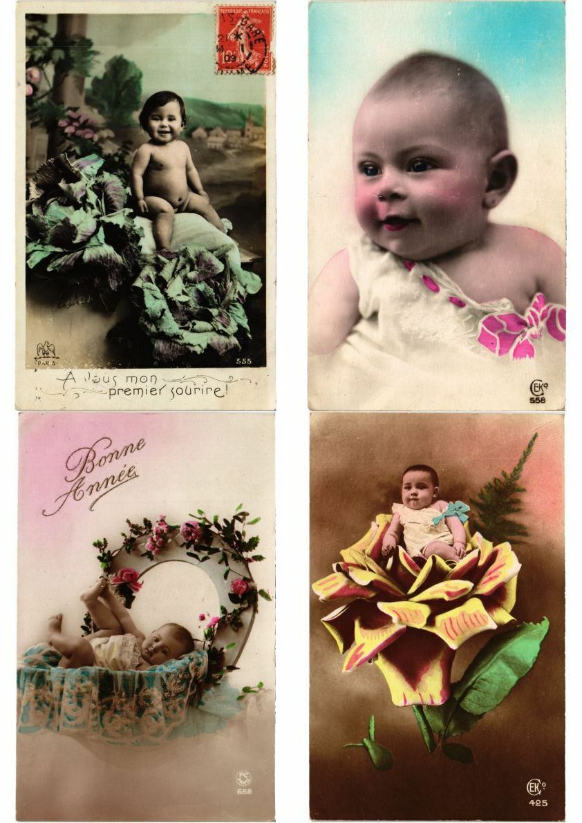 BABY BABIES CHILDREN REAL PHOTO GLAMOUR 105 Vintage Postcards Pre-1940 (L2476)