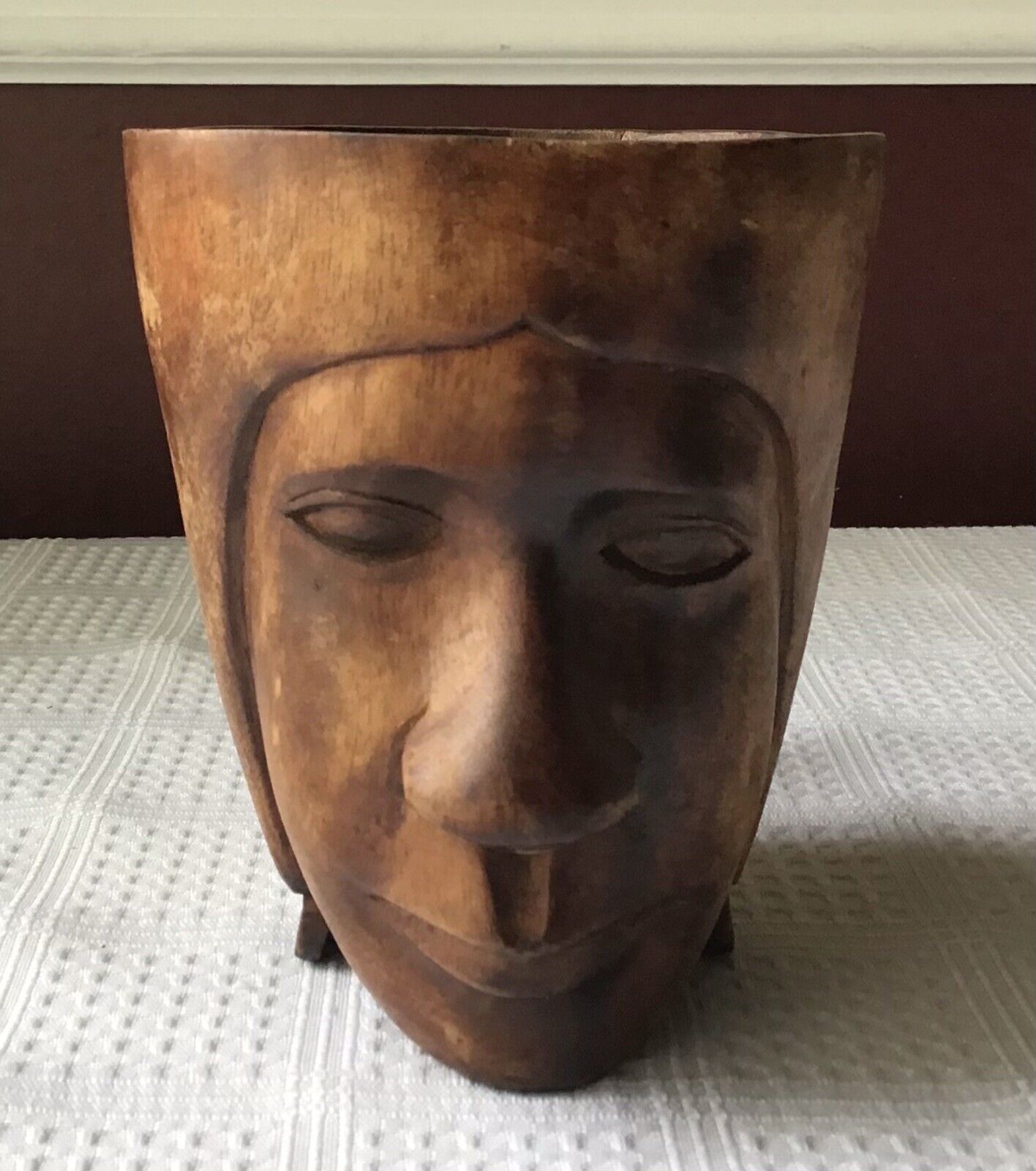 Vintage African Wooden Carved Figural Mug/Cup, 5 5/8\