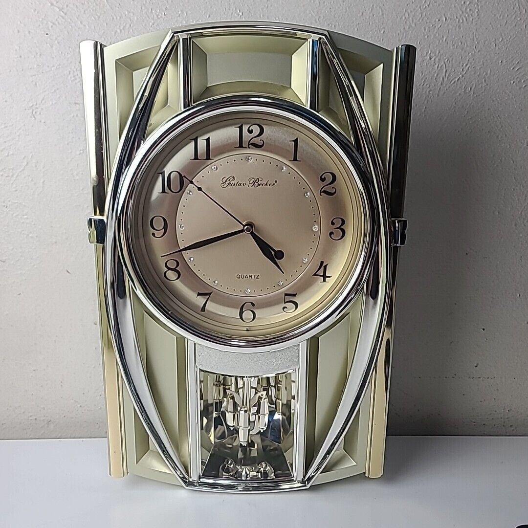 Vintage Gustav Becker Gold Tone Musical Pendulum Quartz Wall Clock