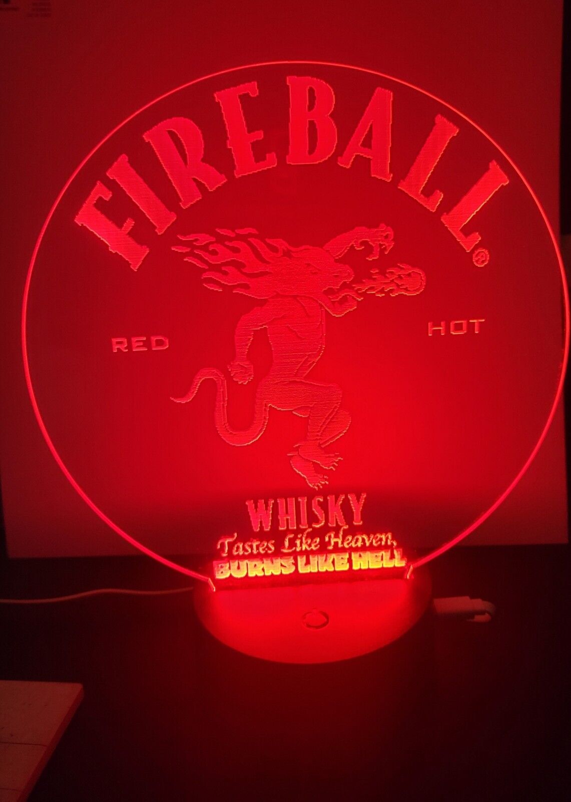 FireBall Whisky Neon bar light LED Desk Lamp sign