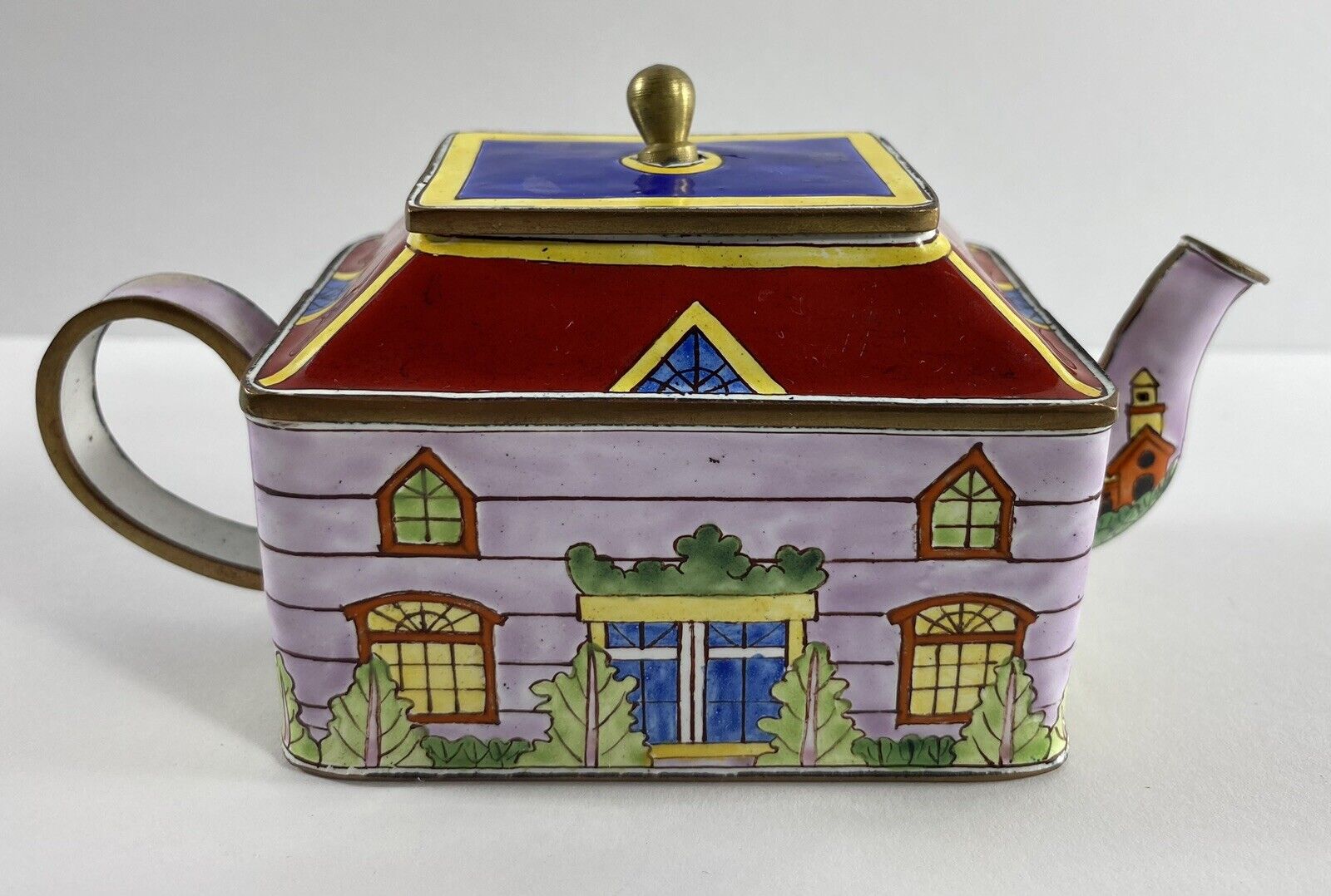 KELVIN CHEN Enamel Mini Miniature Copper hand paint Teapot- Country House #213