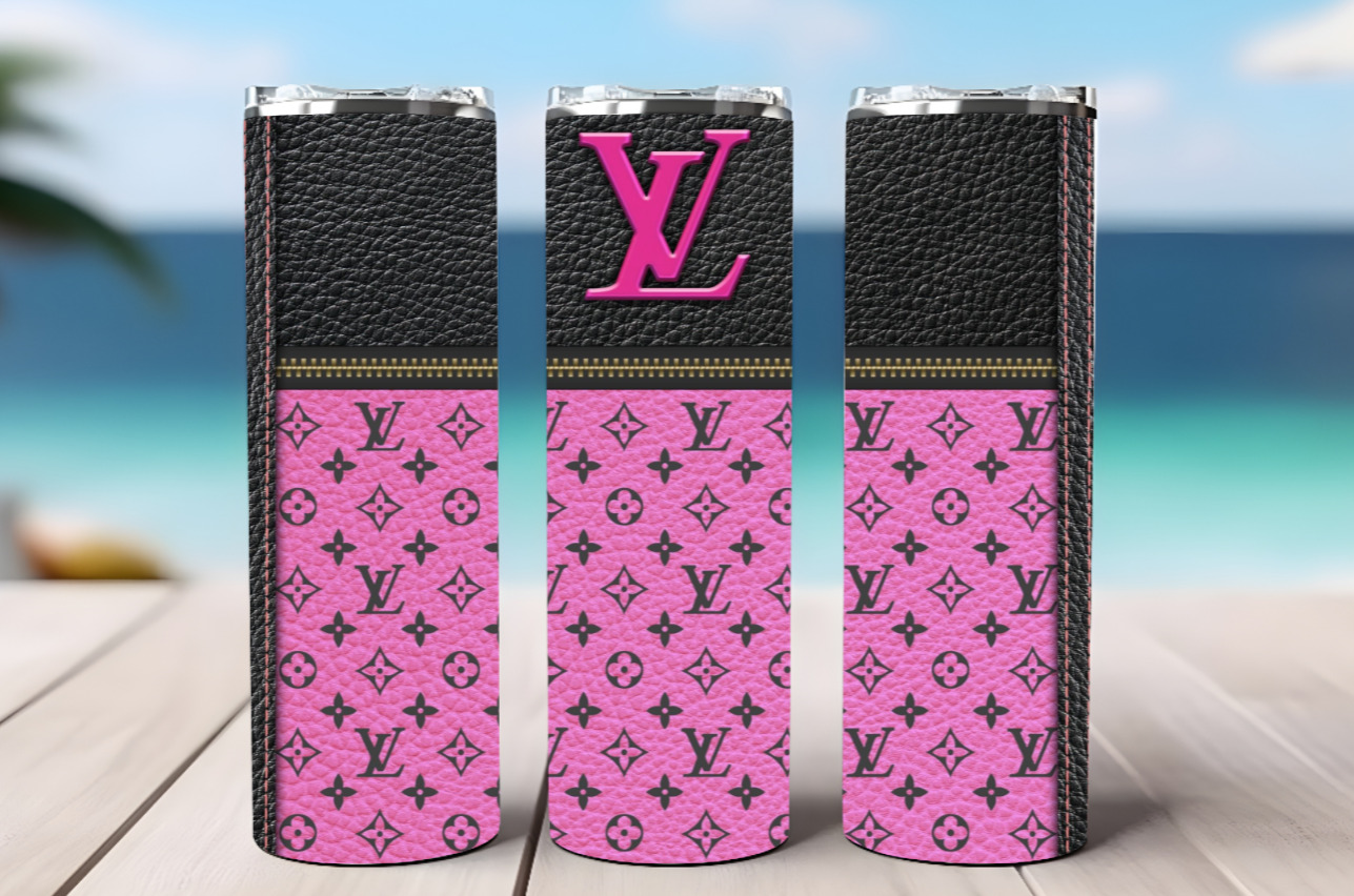 Faux LV Dark Pink Insulated 20oz Skinny Travel Tumbler Luxury