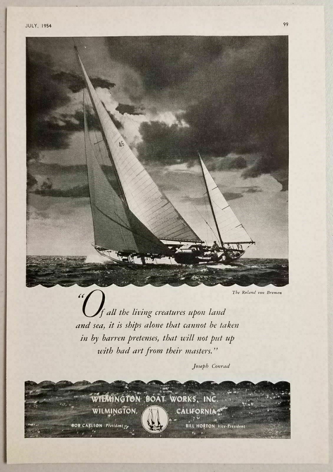 1954 Print Ad Wilmington Boat Works Roland von Bremen Wilmington,CA