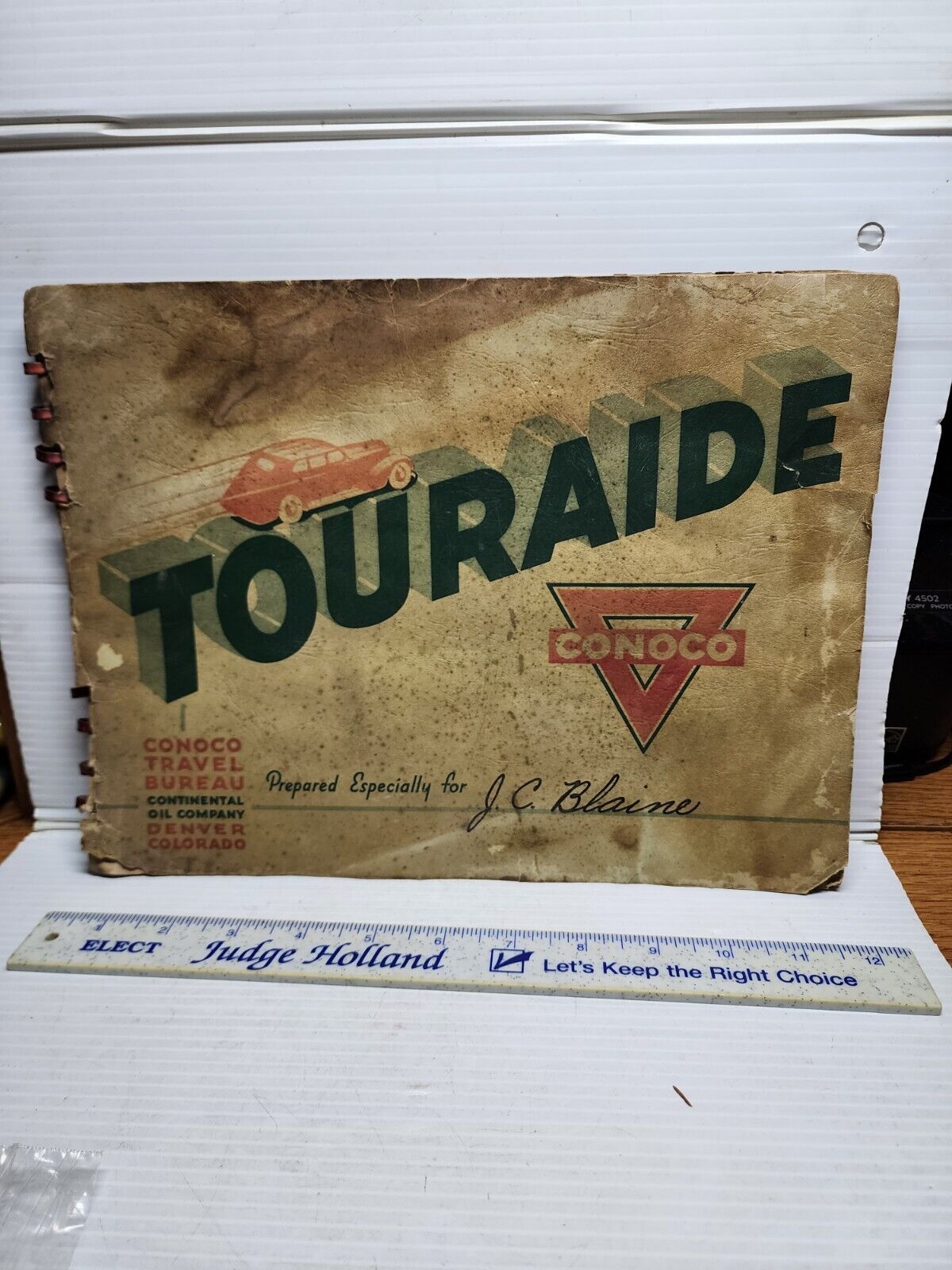 Vintage 1938 Conoco Touraide Travel Guide Map Booklet Denver Colorado
