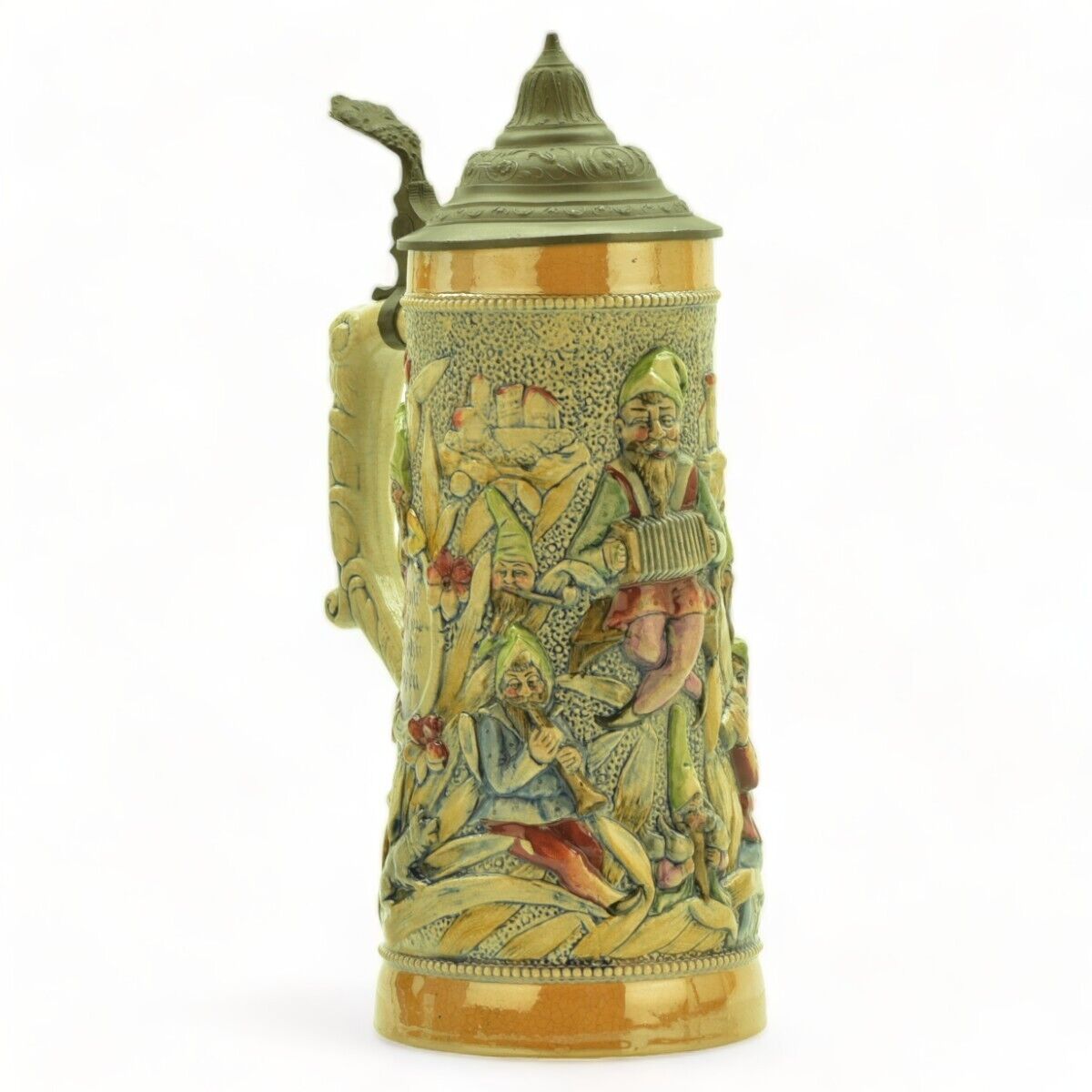 Diesinger Beer Stein 780 Musical Gnomes | Lidded 1 L Germany Antique 1900s