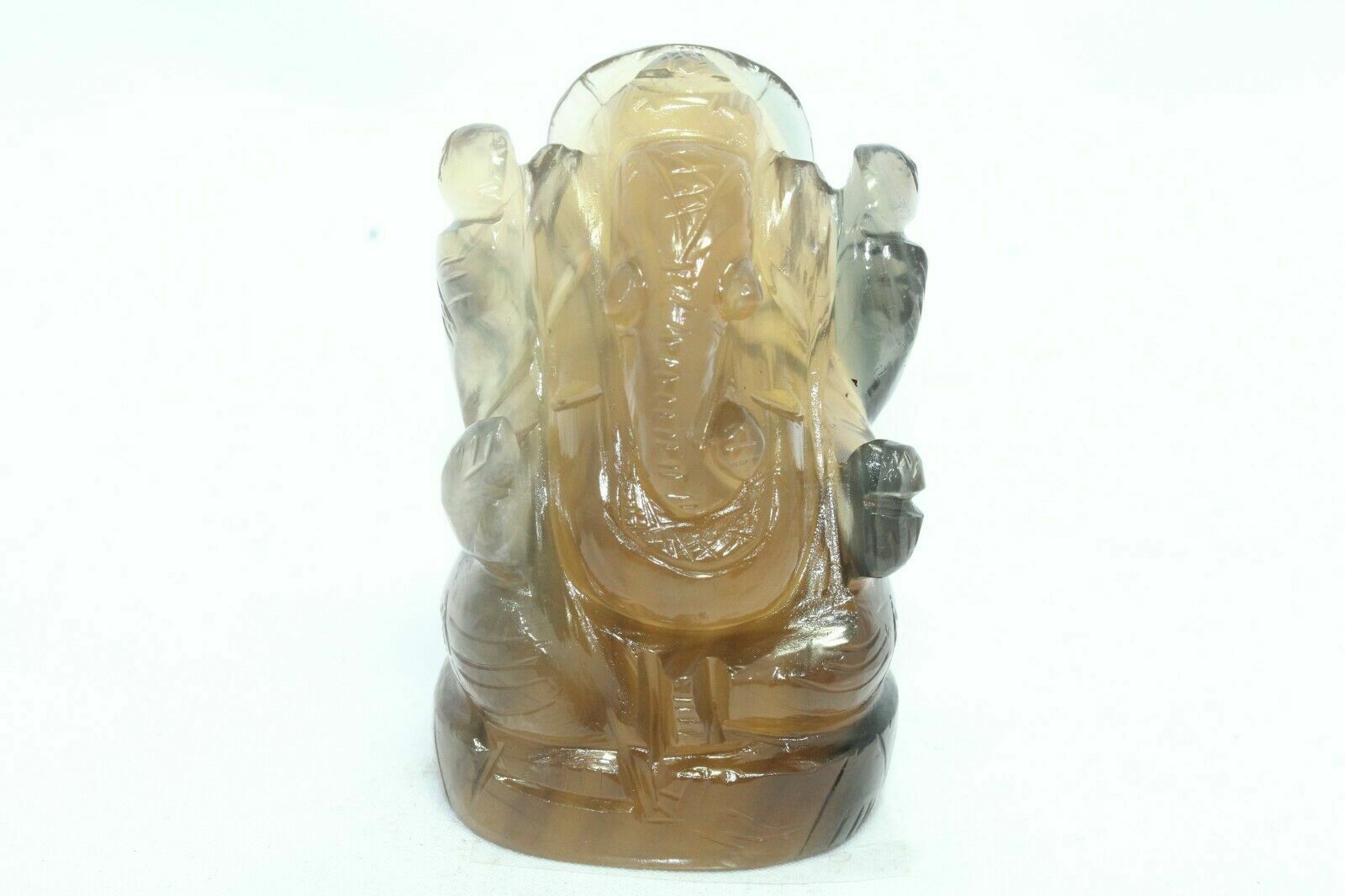 Hand crafted Natural fluorite Stone God Ganesha Idol Decorative 163 Gr